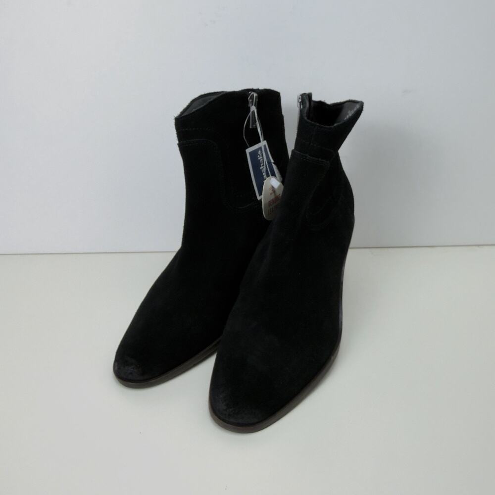 NEW Lucky Brand Size US 9 Wadier Black Ankle Boots Suede Leather Wedge